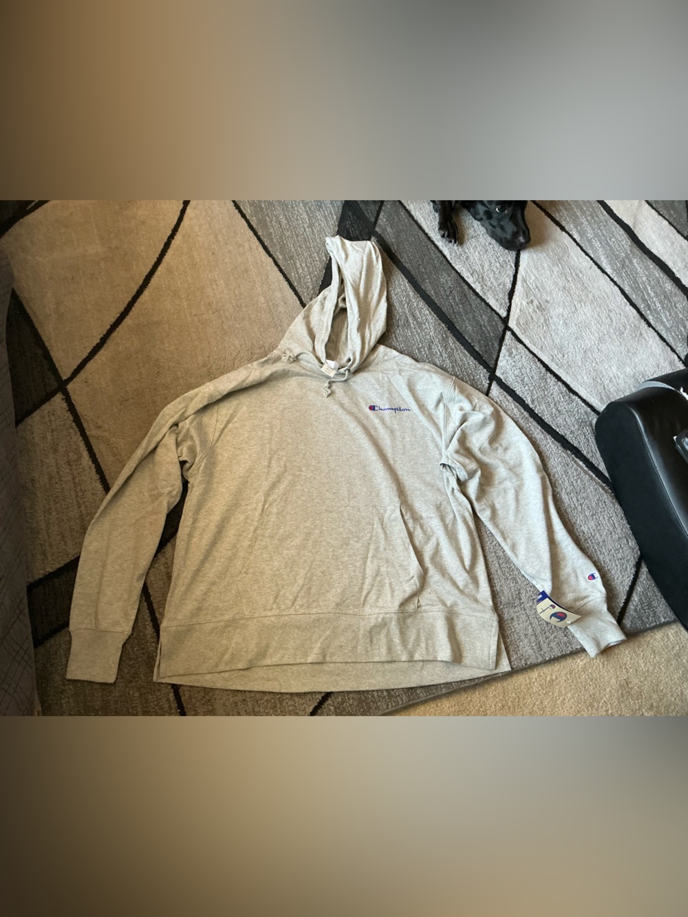 Size XL - Champion Gray Heritage Cotton Heavyweight Fabric Hoodie Shirt